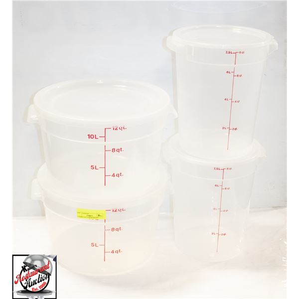 4 CAMBRO ROUND FOOD STORAGE CONTAINER W/ LIDS
