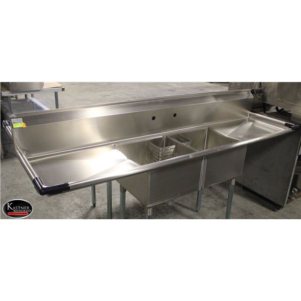 NEW CHEFS MATE 2 WELL S/S SINK W/ LEFT & RIGHT