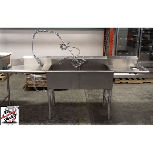 21  X 26  X 11  DOUBLE WELL SINK W/ LEFT SIDE RUN