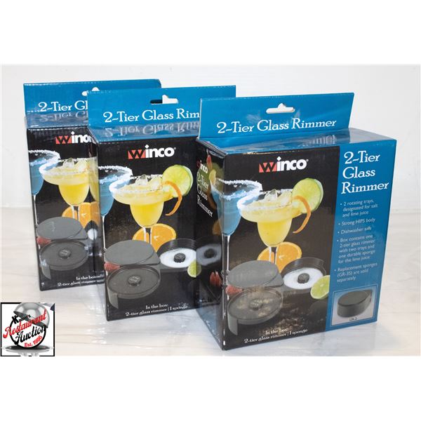 3 NEW WINCO 2 TIER GLASS RIMMERS