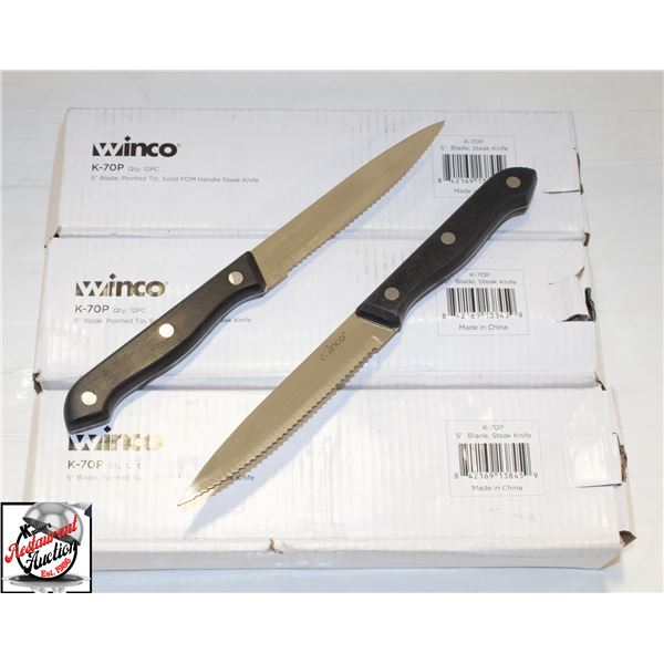 36 NEW WINCO 5" BLADE POINTED TIP STEAK KNIVES
