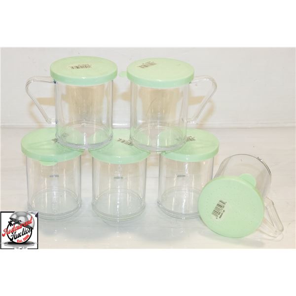 6 NEW CAMBRO POLYCARB SHAKERS W/ PERFERATED LIDS