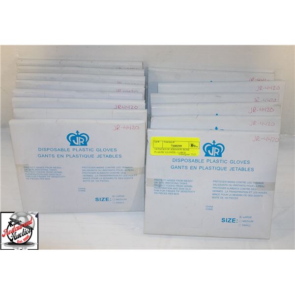 14 PACKS OF JOHNSON ROSE PLASTIC GLOVES - LARGE