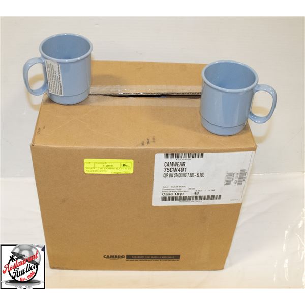 48 NEW 7.5 OZ CAMBRO SLATE BLUE STACKING CUPS