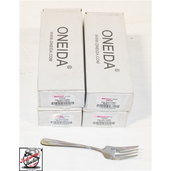 APPROX 12 DOZEN NEW ONEIDA THOR SALAD FORKS