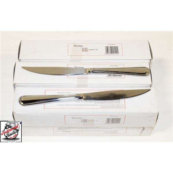 APPROX 6 DOZEN NEW BROWNE CLELINE STEAK KNIVES