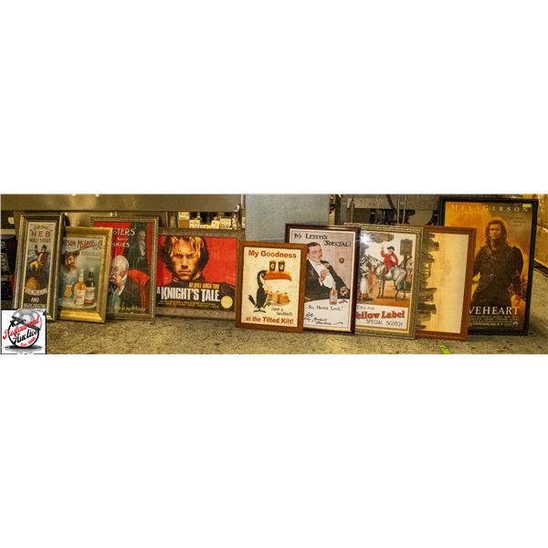 9 LARGE ASSORTED BAR WALL DECOR