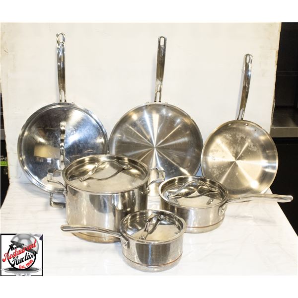 KIRKLAND 10PC SILVER STEEL COOKWARE SET