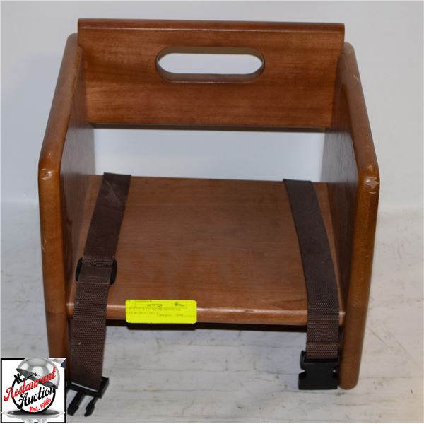 11.5" X 12" X 12" WOOD BOOSTER SEAT W/ SEAT BELT