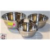 Image 1 : SET OF 3 LARGE STAINLESS STEEL MIXING BOWLS