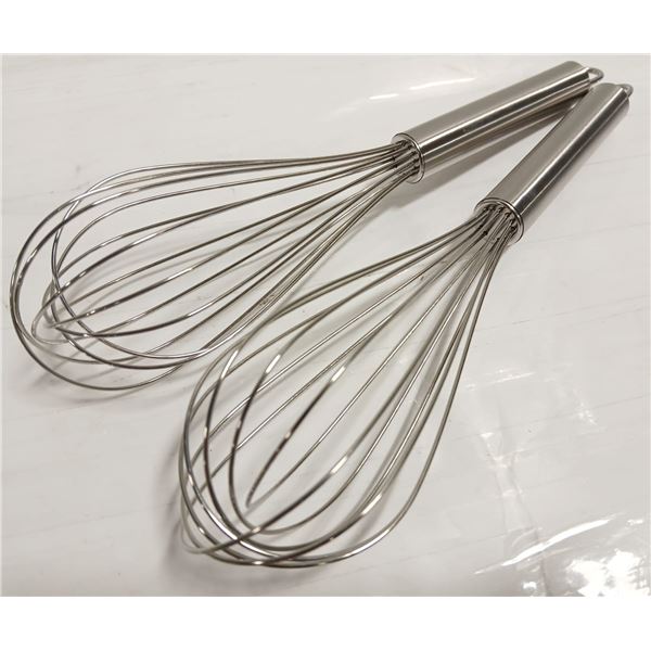 TWO 10" STAINLESS STEEL WHISKS / WHIPS