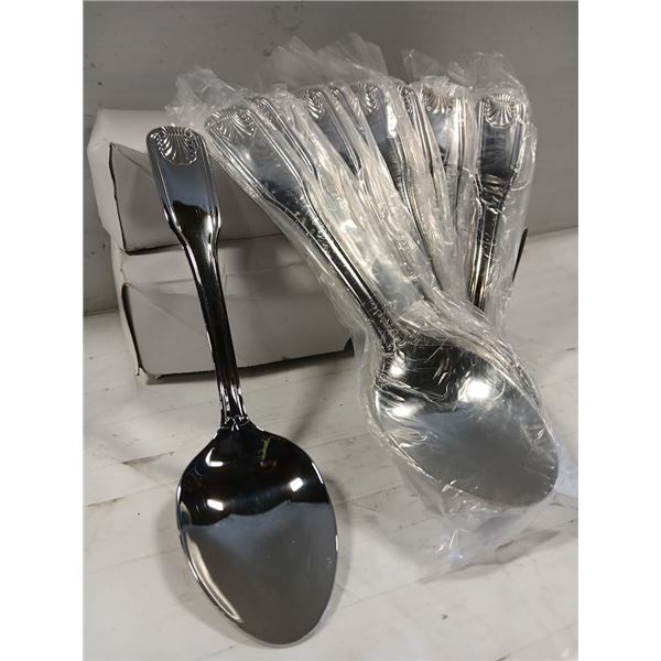 2 DOZEN NEW SHELL DINNER / TABLE SPOONS -JR 21959