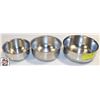 LOT OF 3 HIGH QUALITY STAINLESS BOWLS 7"/6"/5"