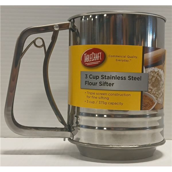 3 CUP STAINLESS STEEL FLOUR SIFTER - TABLECRAFT
