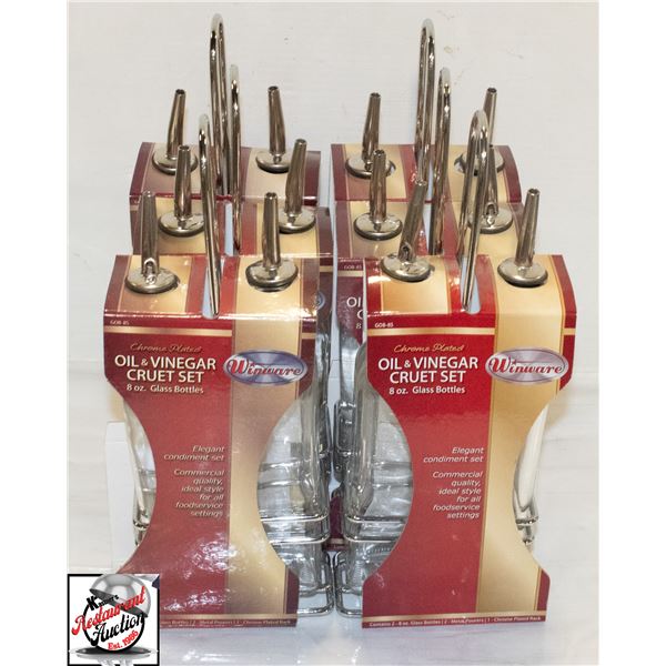 6 NEW WIINWARE 8 OZ OIL & VINEGAR CRUET SETS