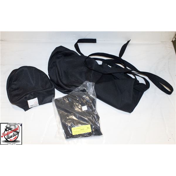 3 NEW CHEFS HATS W/ 2 NEW 3 POCKET WAIST APRONS