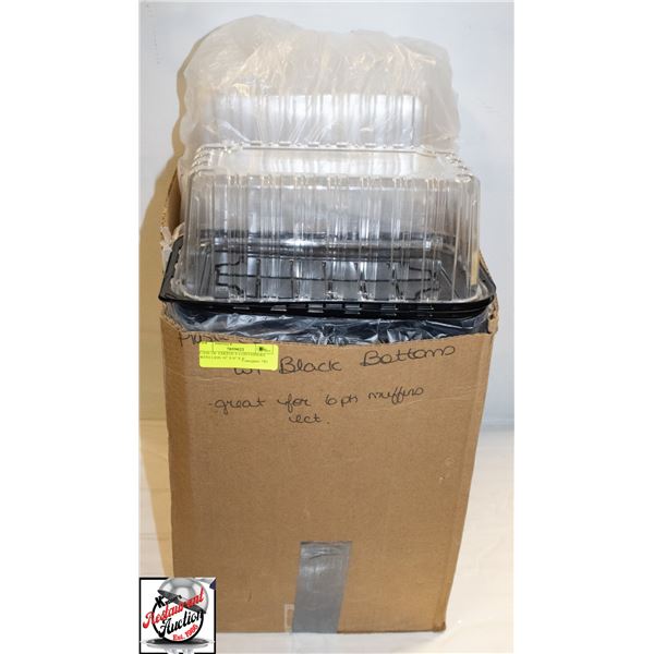 CASE OF TAKEOUT CONTAINERS WITH LIDS 10" X 6" X 4"