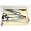 TRAY 18 WHIP, TONGS, LADLES 8 PIECES