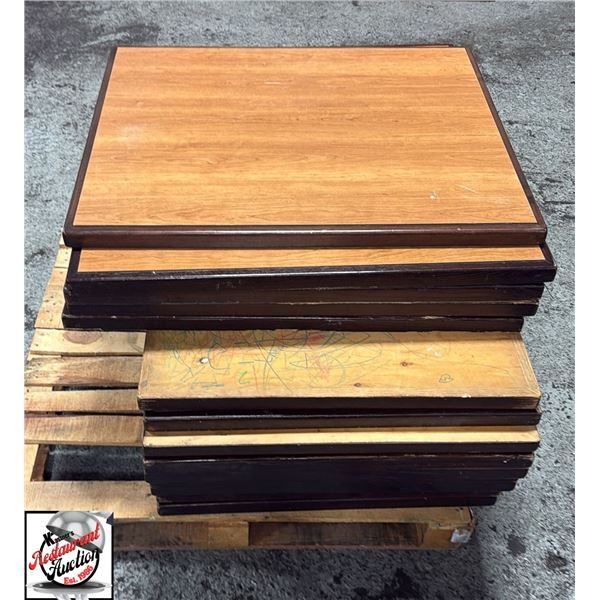 PALLET OF 15 ASSORTED WOOD TABLE TOPS