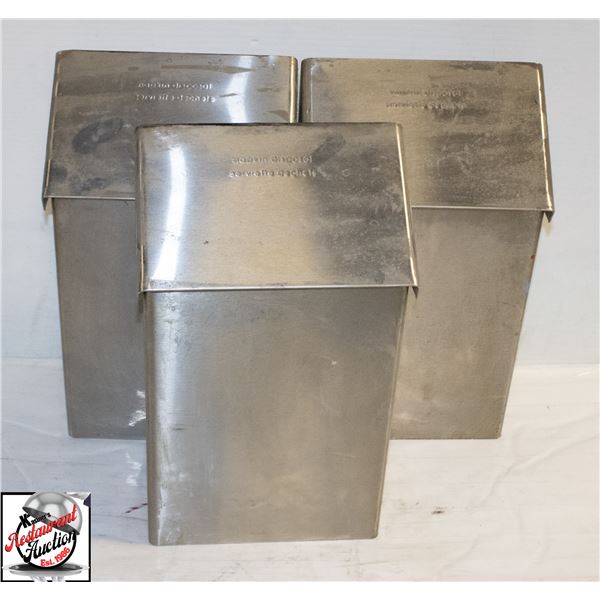 3 WALL MOUNT S/S GARBAGE BINS