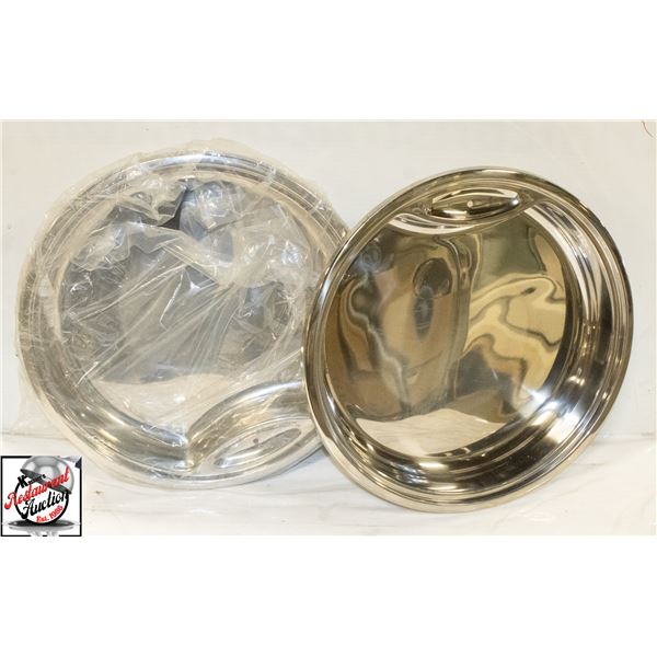 2 NEW 15" S/S ROUND CHAFING DISH BASES
