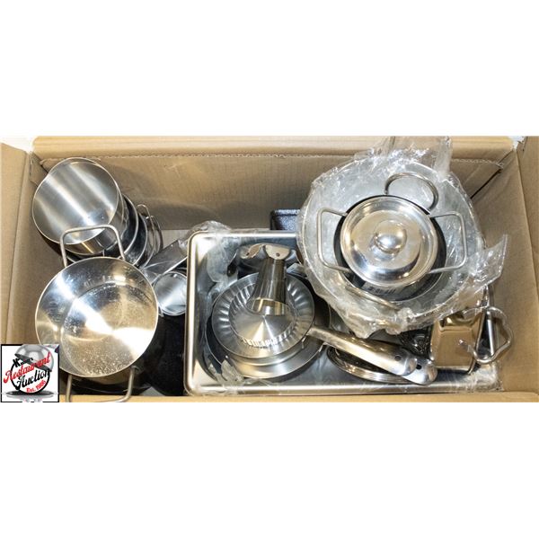 BOX OF ASSORTED S/S KITCHENWARE