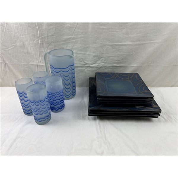 Blown Glasses and Blue Plates