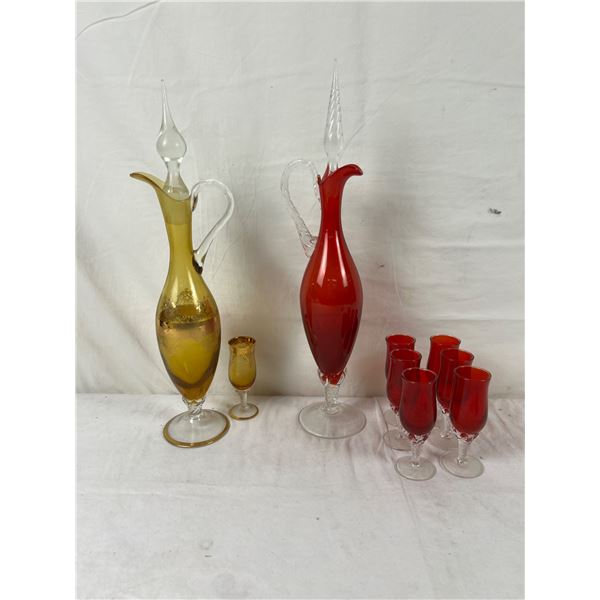 Vintage Coloured Glass Decanters