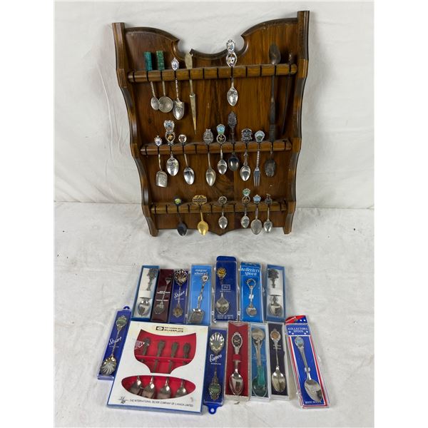 Silver Plated Collectors Spoons & Hanger