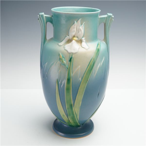 Roseville Pottery Dual Handled Vase, Iris