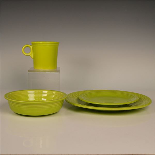 4pc Homer Laughlin China Fiestaware Set, Chartreuse