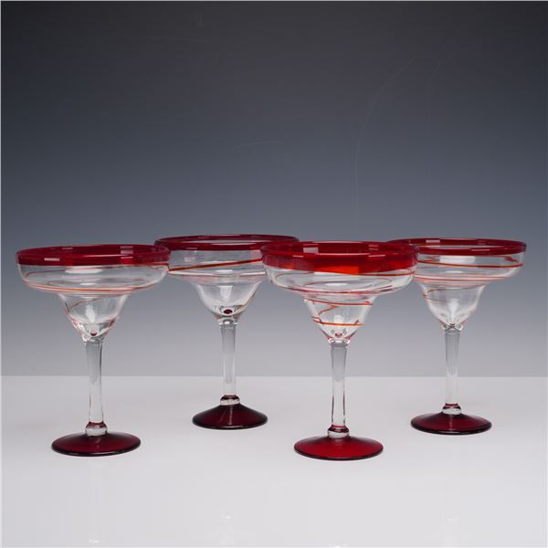 4pc TGI Friday's Red Swirl Margarita Glasses