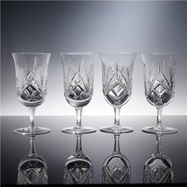 4pc Gorham Crystal Iced Tea Glasses, Cherrywood Clear