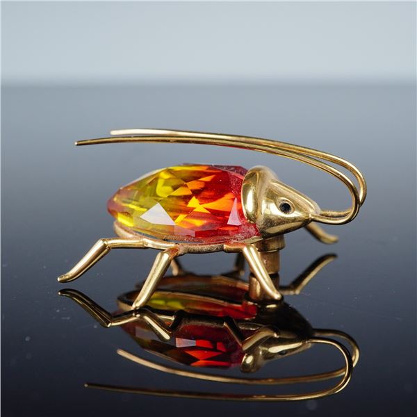 Swarovski Crystal Paradise Figurine, Beetle Fire Opal Medium
