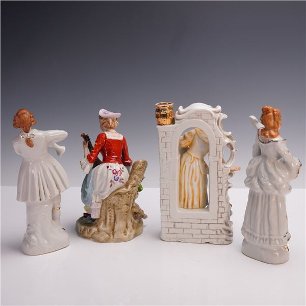 4pc Rococo-style Hand-Painted Japanese Porcelain Figurines