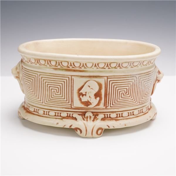 Neoclassical Ceramic Planter with Warrior and Lion Motifs