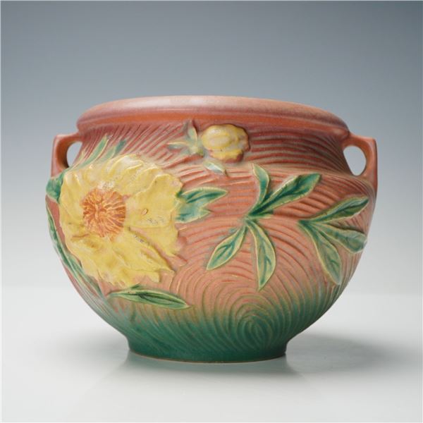 Roseville Pottery Pink Jardiniere, Peony