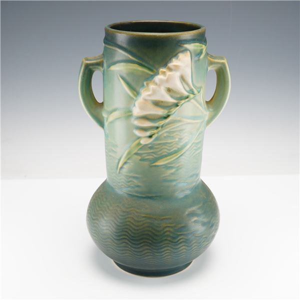 Roseville Pottery Dual Handled Vase, Freesia