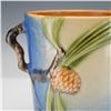Image 3 : 2pc Roseville Pottery Blue Vases, Pinecone