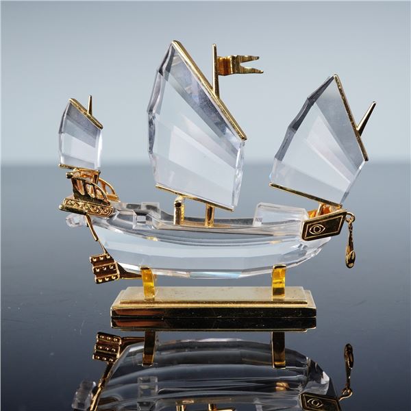 Swarovski Crystal Journeys Figurine, Chinese Junk Boat