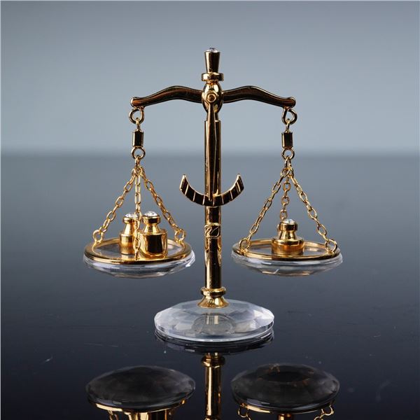 Swarovski Crystal Memories Figurine, Balance Scale Gold