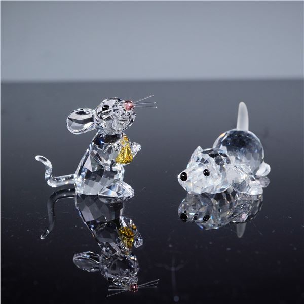 A Pair of Swarovski Crystal Figurines Mouse with Cheese and a Beagle