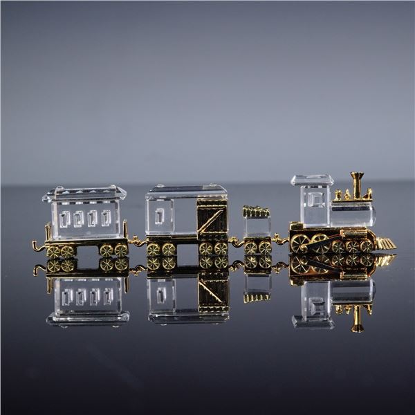 3pc Swarovski Crystal Memories Gold Train Figurines