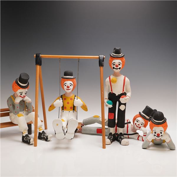 5pc Austin Productions Clown Sculptures Inc