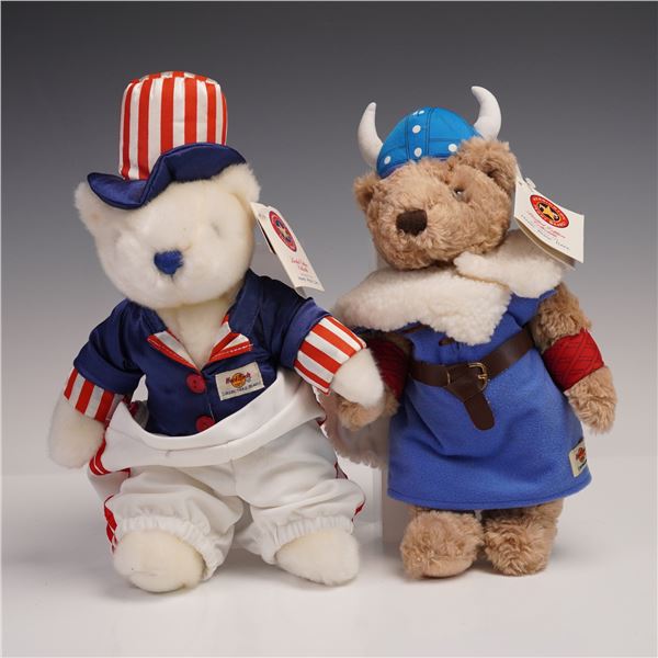 2pc Harrington Teddy Bears Club for Hard Rock Cafe, 4th July and Viking