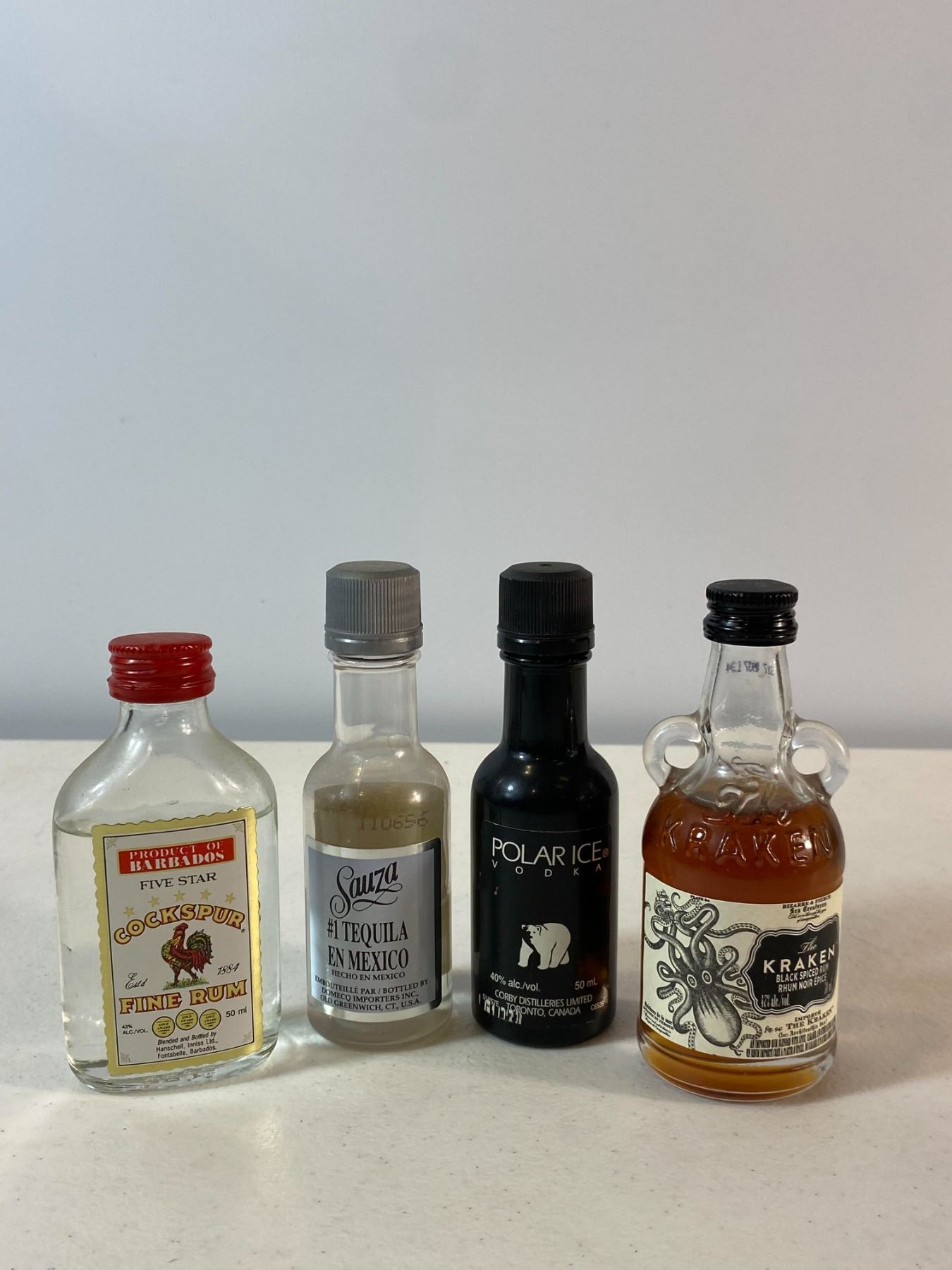 Mixed Miniature Bottles - 4 Bottles (Cockspur, Sauza, Polar Ice, Kraken ...