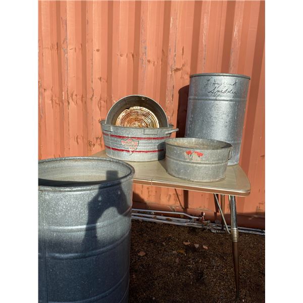 Large Galvanized Utility Bins & Wash Tubs