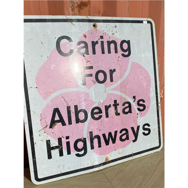 Vintage Pink Alberta Highways Sign