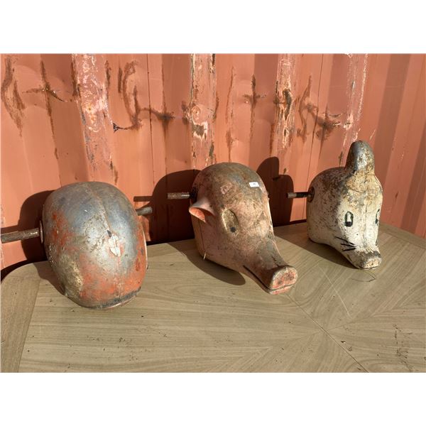 Set of Three Vintage Carnival Ride Animal Heads