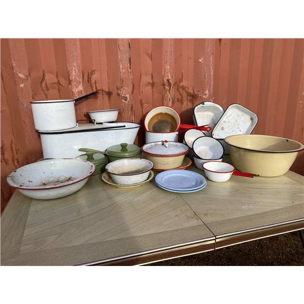 Vintage Enamelware Kitchen Lot